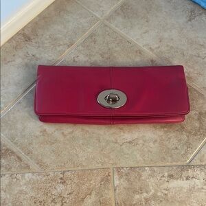 Coach Leather Fuschia Clutch